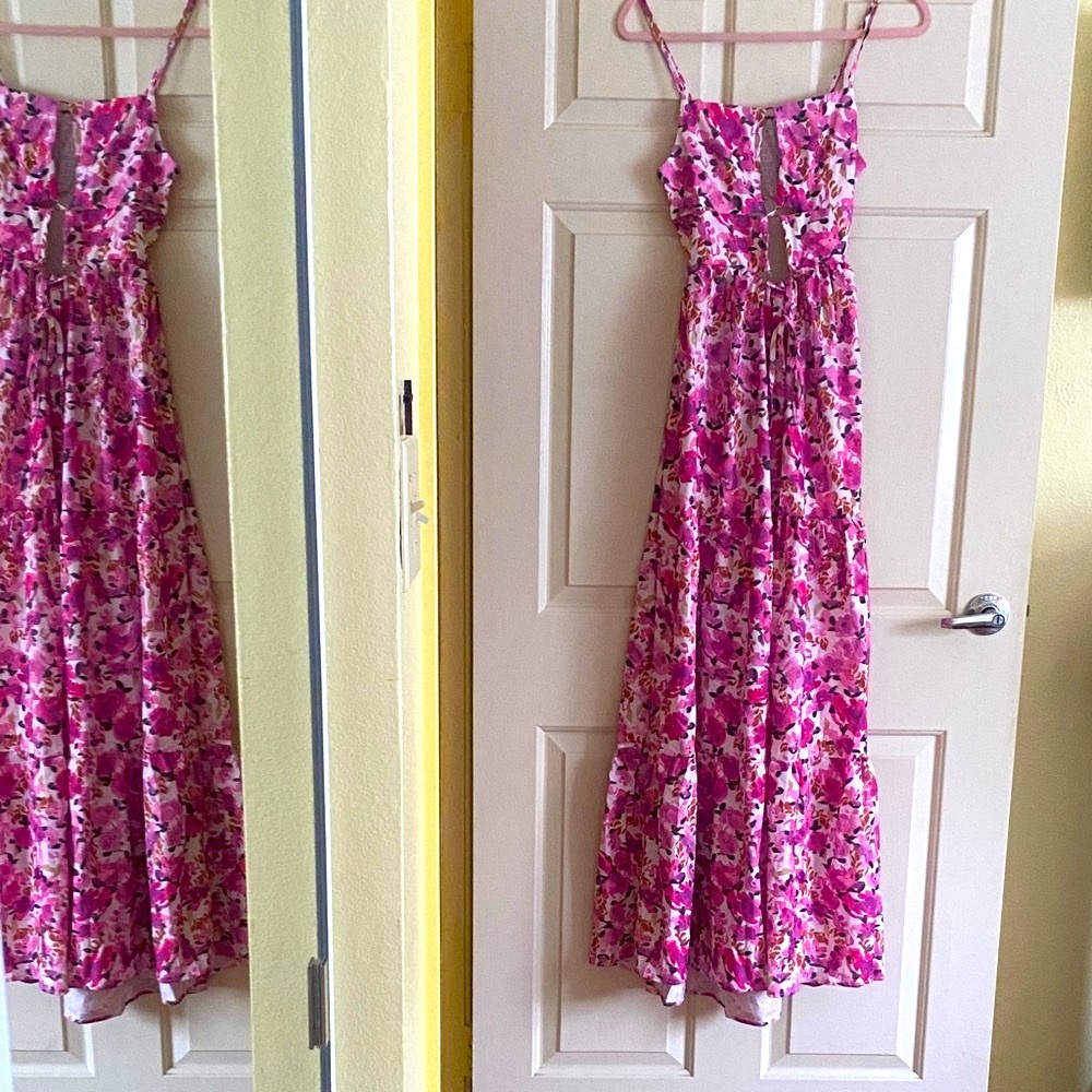 NWOT Floral Pink Maxi Dress, Size M